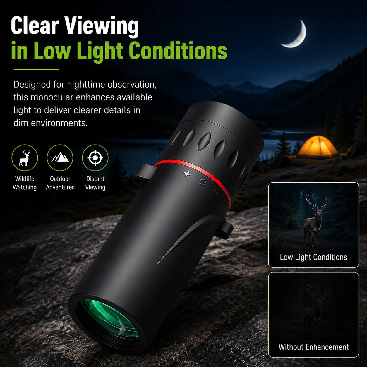 🔥 50% OFF Limited Time – AI15 Day/Night Dual-Use Monoculars – 8000-meter detection range, suitable for wildlife and outdoor observation.