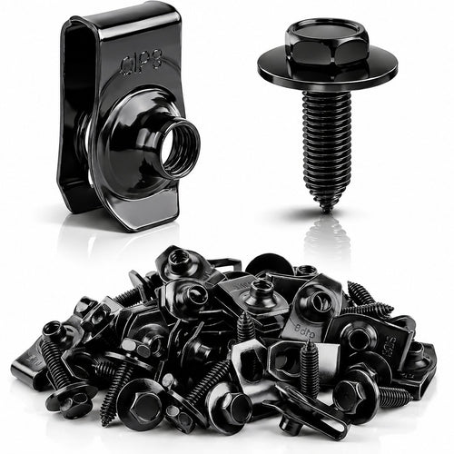 ⚙️ 40PCS 1/4'' Body Bolts & U-Nut Clips Kit, Universal Automotive Fender Bumper Splash Shield Fastener Retainer Set