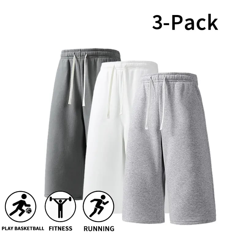 🏀 3-Pack Men’s Athletic Sweat Shorts – Lightweight Drawstring Workout Shorts for Basketball, Running & Gym Training