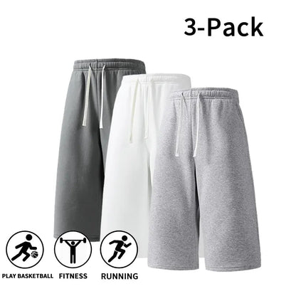 🏀 3-Pack Men’s Athletic Sweat Shorts – Lightweight Drawstring Workout Shorts for Basketball, Running & Gym Training