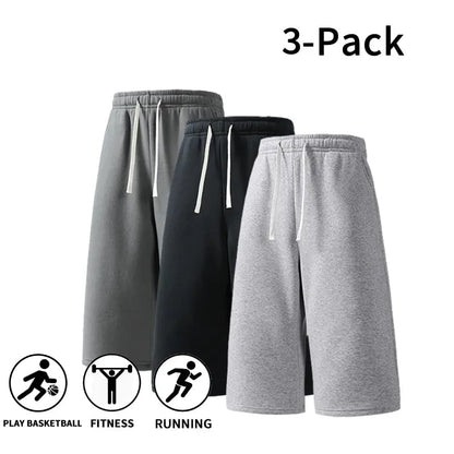 🏀 3-Pack Men’s Athletic Sweat Shorts – Lightweight Drawstring Workout Shorts for Basketball, Running & Gym Training