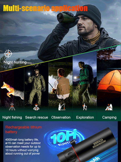 🌙 AI15 Thermal Imaging Monocular – 384×288 Resolution, 8000m Range, 10-Hour Battery
