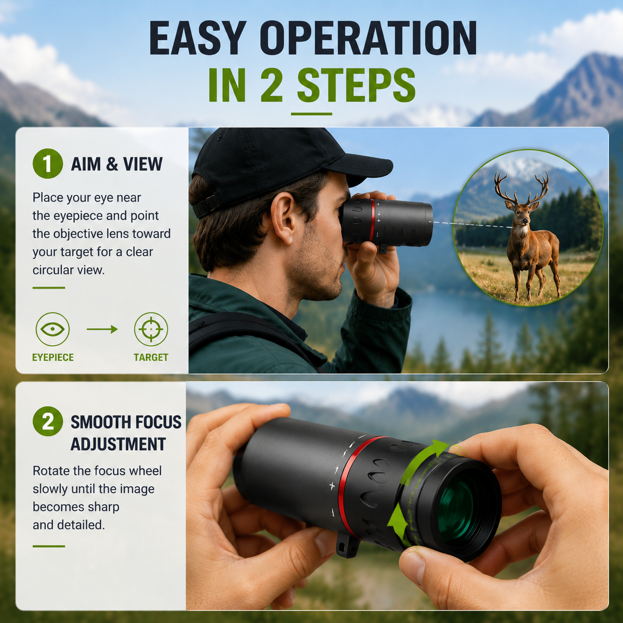 🔥 50% OFF Limited Time – AI15 Day/Night Dual-Use Monoculars – 8000-meter detection range, suitable for wildlife and outdoor observation.