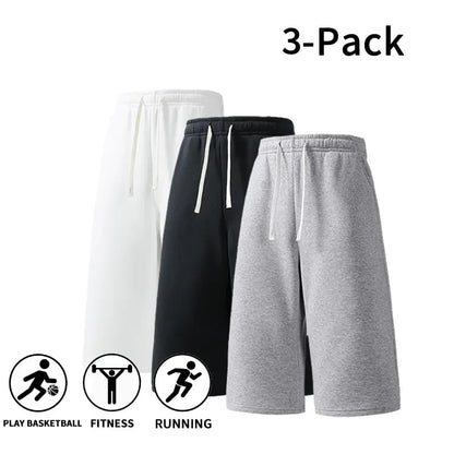 🏀 3-Pack Men’s Athletic Sweat Shorts – Lightweight Drawstring Workout Shorts for Basketball, Running & Gym Training