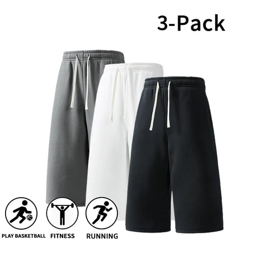 🏀 3-Pack Men’s Athletic Sweat Shorts – Lightweight Drawstring Workout Shorts for Basketball, Running & Gym Training